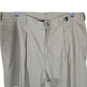 Men's Beige Pleated Chino‎ Pants Ducks Unlimited Embroidered Casual Size 44x30